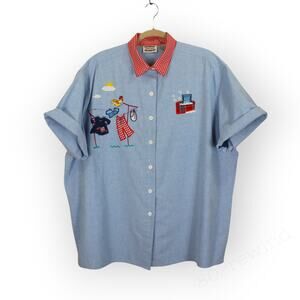 XXL Vintage Chambray FarmLife TradWife CountryGal WashDay Laundry ShortSleeve